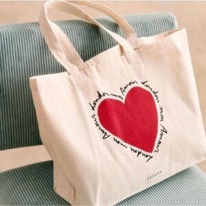 NWOT Sézane 'Sézane mon Amour' Heart 100% Cotton Canvas Tote Bag | Natural